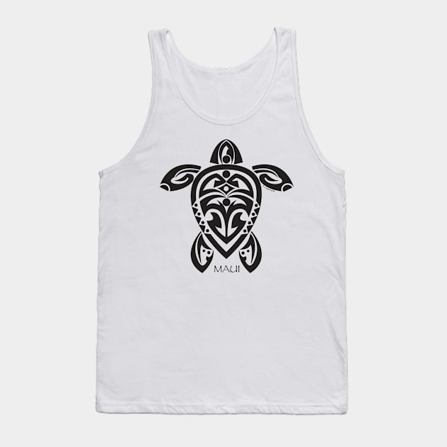 Black Tribal Turtle Tattoo / Maui Tank Top by srwdesign